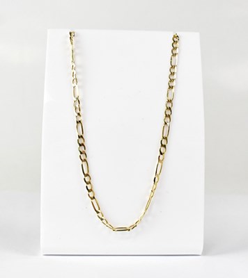 Lot 899 - A 9ct yellow gold Figaro link chain necklace,...