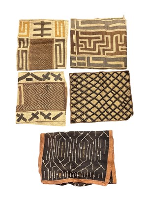 Lot 1043 - Five African Kuba cloths including one with...