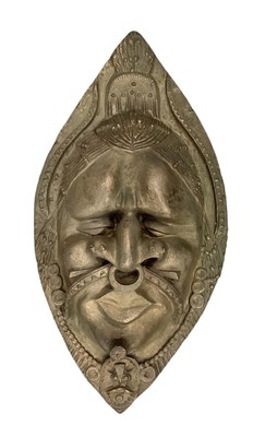 Lot 1106 - A bronzed resin mask, possibly Benin, height...