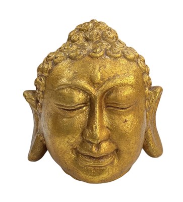 Lot 1223 - A gilded terracotta bust of Buddha, height 22cm.