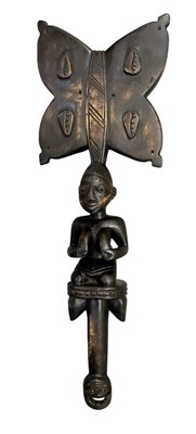 Lot 1072 - An African carved wooden Yoruba Shango chief's...