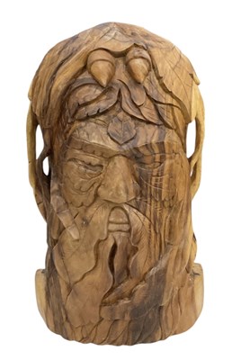 Lot 1139 - A large heavy carved wooden figure, 'Leaf Man',...
