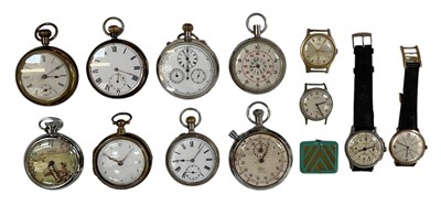 Lot 1698 - Six assorted pocket watches, two stop watches...