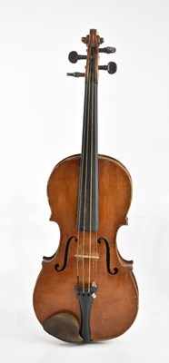 Lot 1569 - A full size German violin with one-piece back...