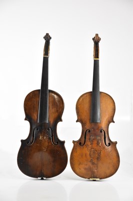 Lot 1549 - Two full size German Amati copy violins for...