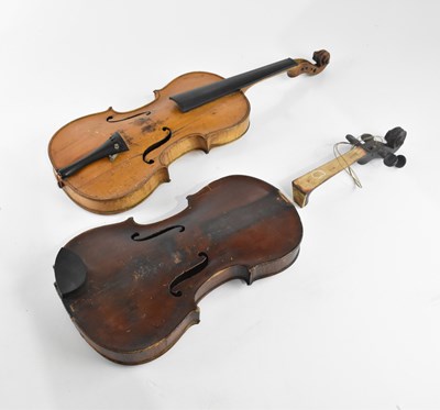 Lot 1575 - A full size violin for restoration, the...