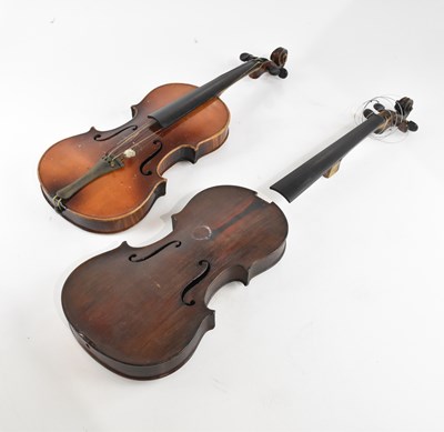 Lot 1587 - Two full size German Stradivarius copy violins...
