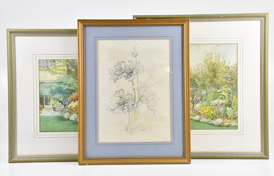 Lot 1678 - JESSIE SAYER; a pair of watercolours, garden...