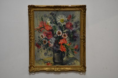 Lot 1702 - R F DAVIES; oil on board, still life study of...