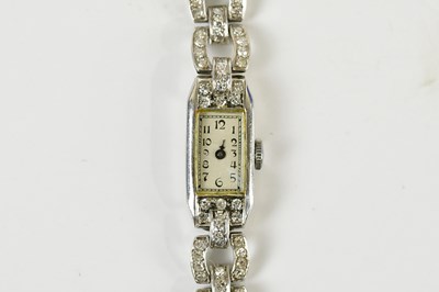 Lot 1865 - An Art Deco platinum and diamond lady's...