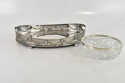 Lot 22 - A large silver plated gallery tray of oval...