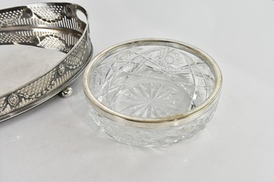 Lot 22 - A large silver plated gallery tray of oval...