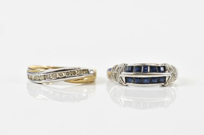 Lot 1454 - A 9ct white gold dress ring and a 9ct yellow...