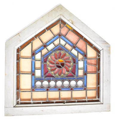 Lot 138 - Five leaded and stained glass window panels...