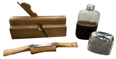 Lot 419 - A 19th century flask with glass and leather...