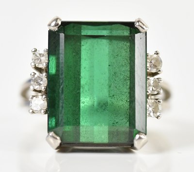 Lot 69 - A white metal diamond and tourmaline dress...