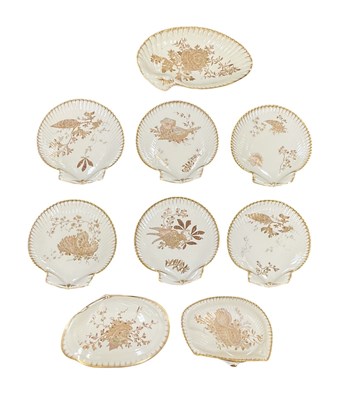Lot 526 - WEDGWOOD; a set of six scallop shell shaped...