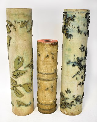 Lot 359 - Three vintage wallpaper printing rolls, one...