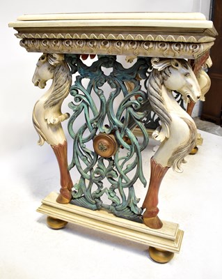 Lot 50 - A Victorian-style carved and painted console...