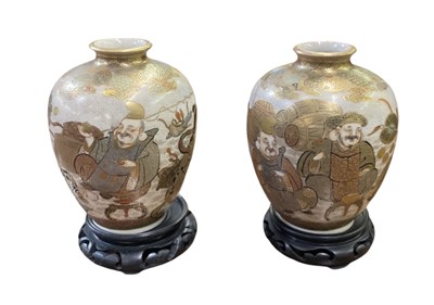 Lot 1176 - A pair of Japanese Meiji period Satsuma vases...