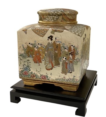 Lot 1168 - A Japanese Meiji period Satsuma tea caddy of...
