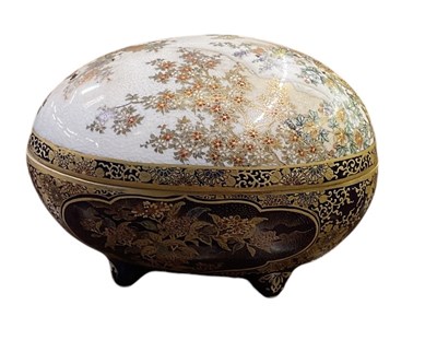 Lot 1196 - A Japanese Meiji period Satsuma box and cover,...