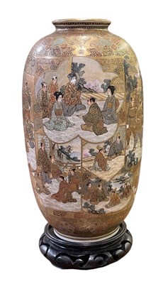 Lot 1174 - A Japanese Meiji period Satsuma vase of ovoid...