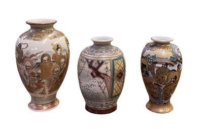 Lot 1177 - A Japanese Satsuma ware vase of ovoid form,...