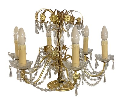 Lot 70 - A modern gilt metal six branch chandelier with...