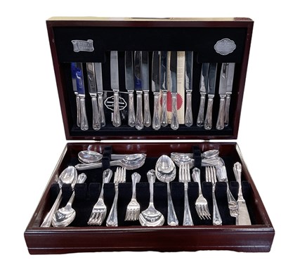 Lot 1227 - A cased eight setting silver plated canteen of...