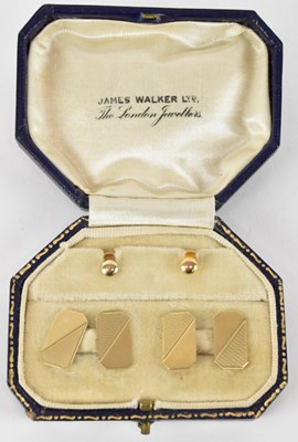 Lot 1438 - A pair of 9ct yellow gold cufflinks, with...