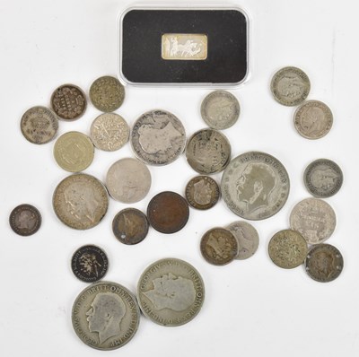 Lot 1614 - A Victoria 1849 one shilling, two 1921 florins,...