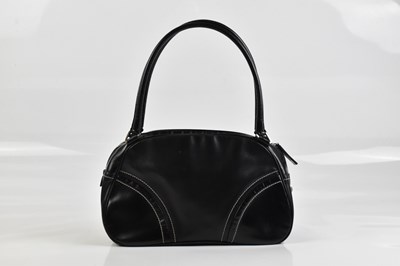 Lot 2035 - PRADA; a black leather calfskin Boston handbag,...