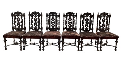 Lot 11 - A set of six Victorian carved oak dining...