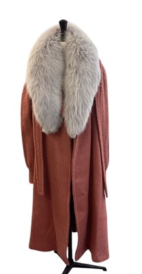 Lot 484 - A grey fox fur collared maroon lady's coat.