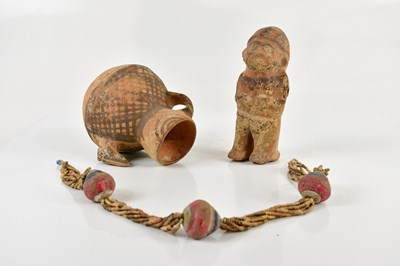 Lot 2871 - A Chancay Fawn terracotta pottery jug,...