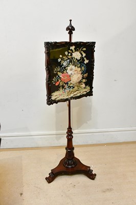 Lot 2372 - A Victorian mahogany firescreen, with domed...