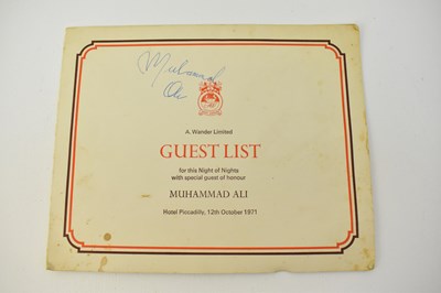 Lot 454 - MUHAMMAD ALI; an autographed guest list card...