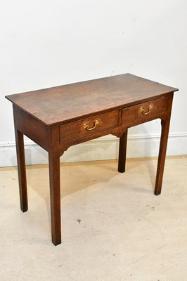 Lot 2257 - An 18th century oak two drawer side table, on...