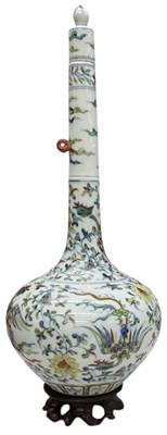 Lot 611 - A Chinese floral decorated hand painted narrow...