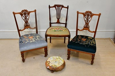 Lot 2427 - Three Edwardian bedroom chairs and a Victorian...