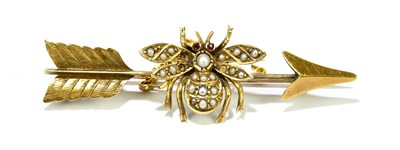 Lot 1418 - An Edwardian yellow metal insect set arrow...