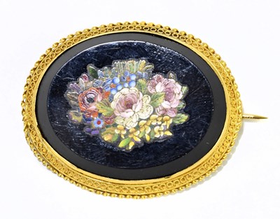 Lot 1426 - A late Victorian micro-mosaic oval brooch...