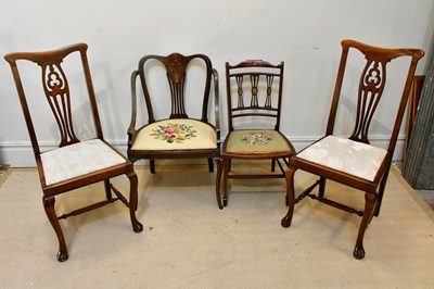Lot 2423 - An Edwardian inlaid mahogany open sided chair,...