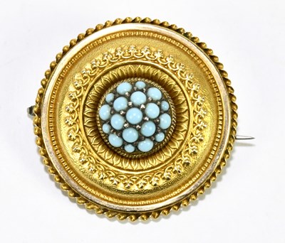 Lot 1450 - A Victorian 9ct yellow gold turquoise set...