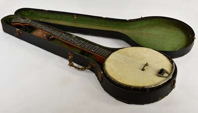 Lot 2909 - JOHN GRAY, LONDON; a cased five string banjo.