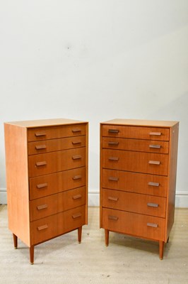 Lot 2201 - G PLAN; a pair of mid century teak chests of...