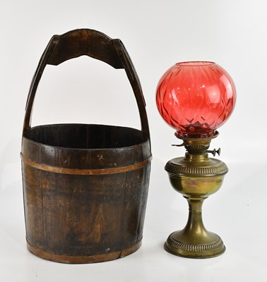 Lot 2655 - A Chinese metal bound water bucket, height...