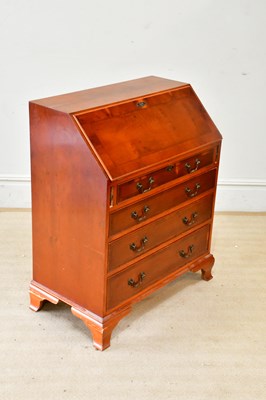Lot 2468 - A reproduction yew wood bureau, height 94cm,...