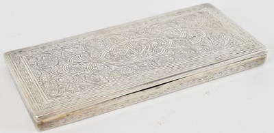 Lot 1278 - An Arabic white metal paint box, with hinged...